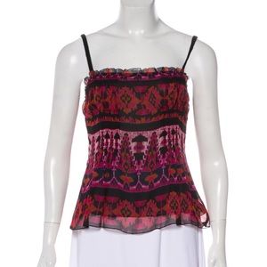 DVF silk cami with knit woven straps